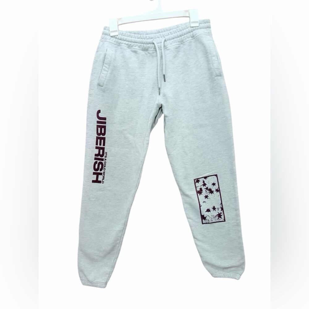Jiberish Denver Colorado Sweatpants Light Heather Grey Maroon Size M Ski Snow